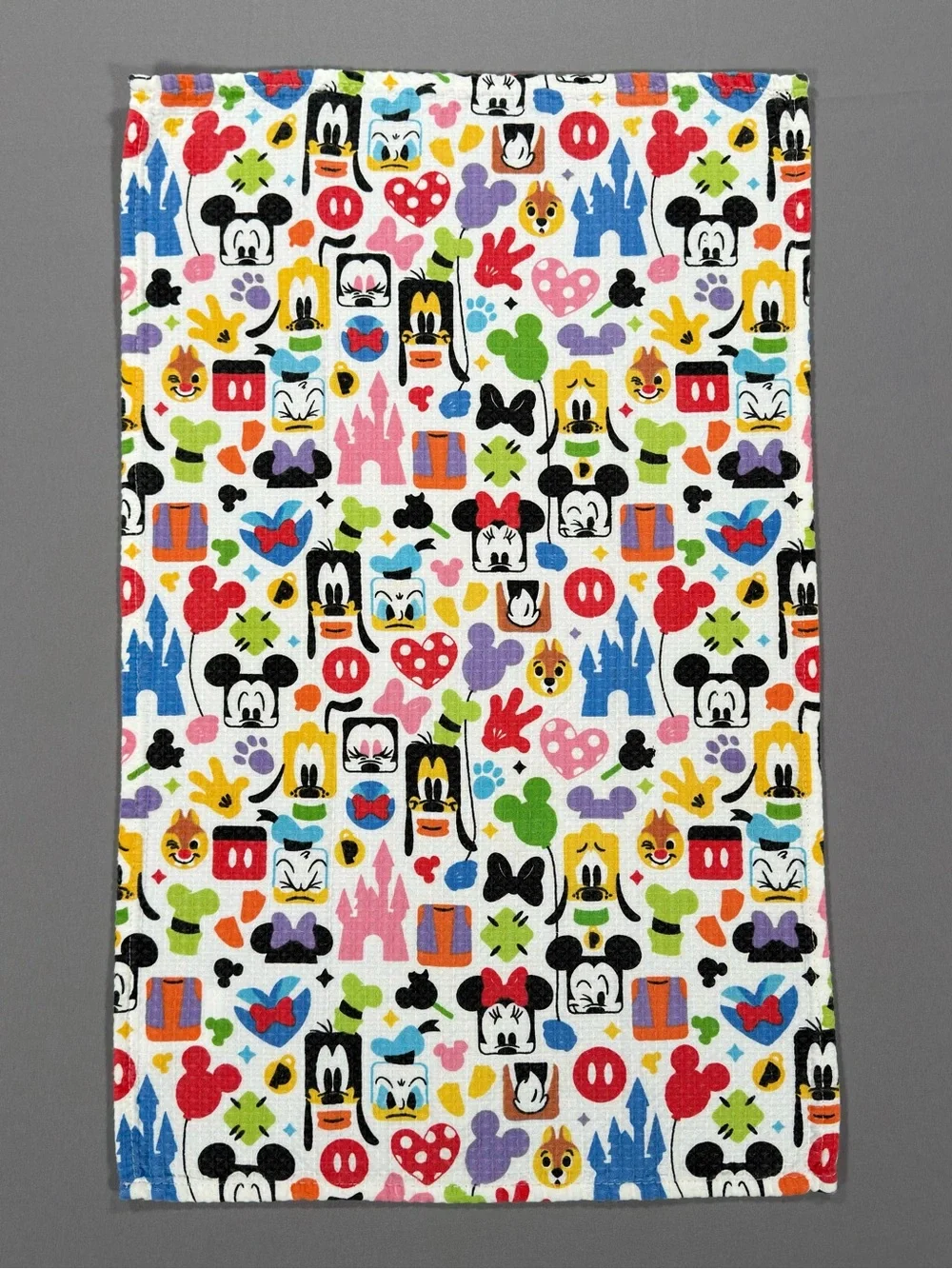 Disney Parks Mickey Mouse Friends Castle Kitchen Dish Towels Set Waffle Terry
